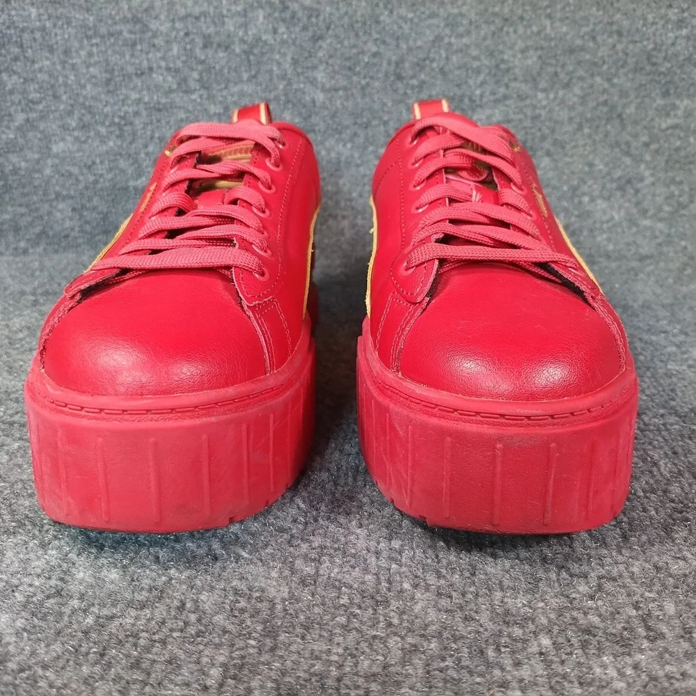Puma Mayze Sneakers Women 9.5 Red Gold Platform Leather Determined